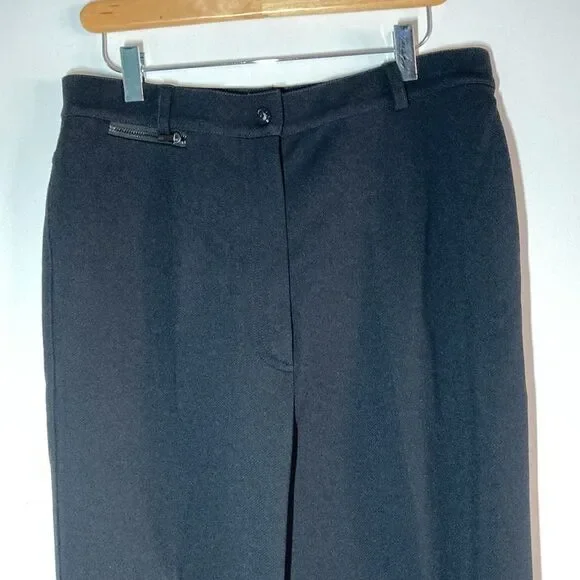 St. John Sport Women Size 10 Black Straight Leg Equestrian Patch Flat Front Pant - Picture 13 of 14